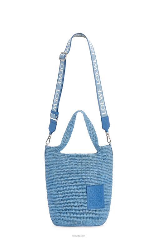 Loewe мини чанта от рафия и телешка кожа F84B84 Жени дънково синьо