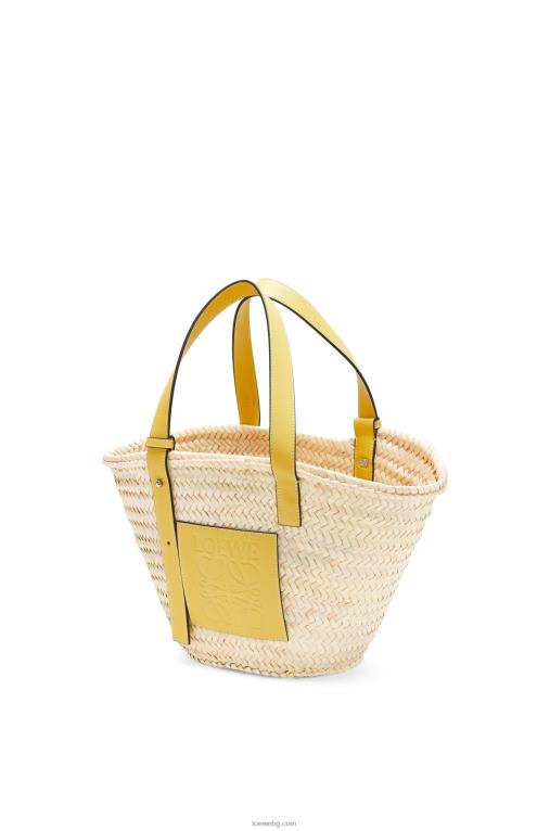 Loewe чанта кошница от палмови листа и телешка кожа F84B851 Жени тъмно жълто