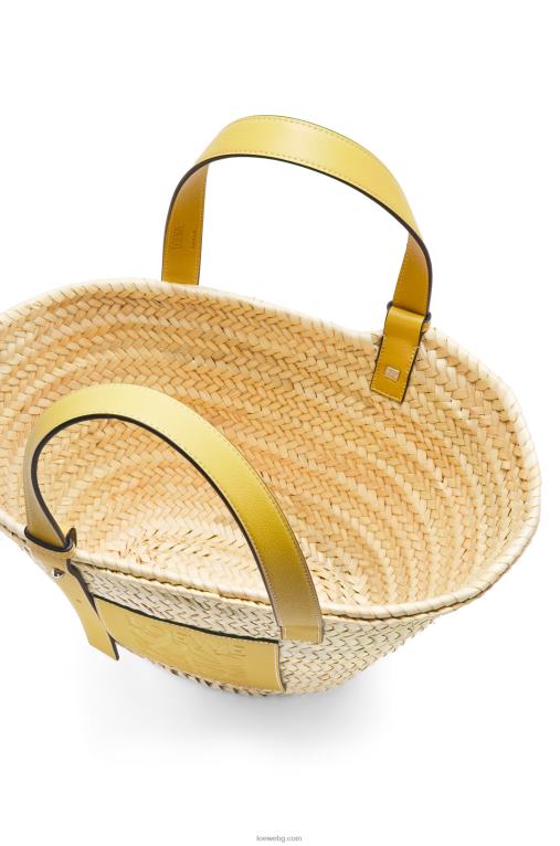 Loewe чанта кошница от палмови листа и телешка кожа F84B851 Жени тъмно жълто