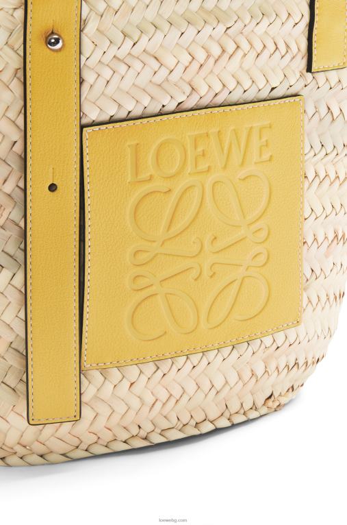 Loewe чанта кошница от палмови листа и телешка кожа F84B851 Жени тъмно жълто