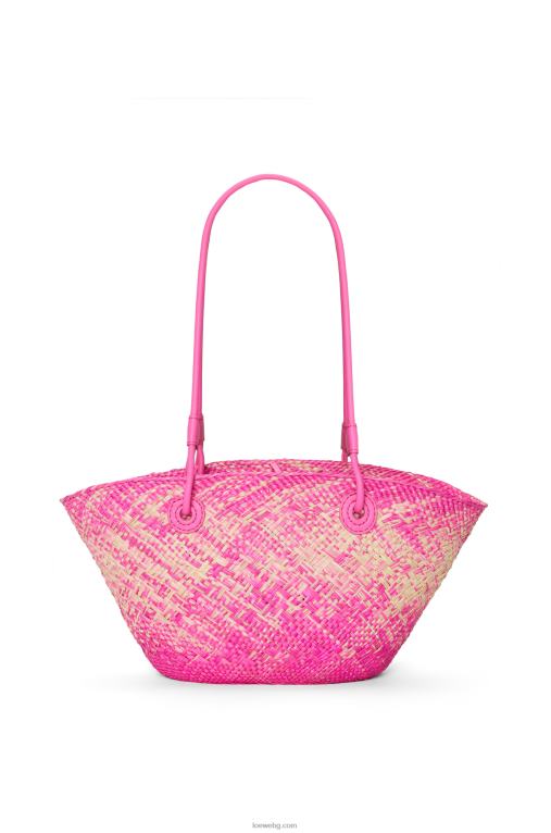 Loewe малка чанта кошница с анаграми от палма Ирака и телешка кожа F84B856 Жени фуксия