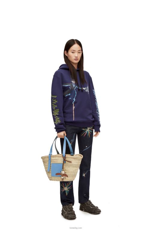 Loewe чанта кошница от палмови листа и телешка кожа F84B858 Жени светло синьо