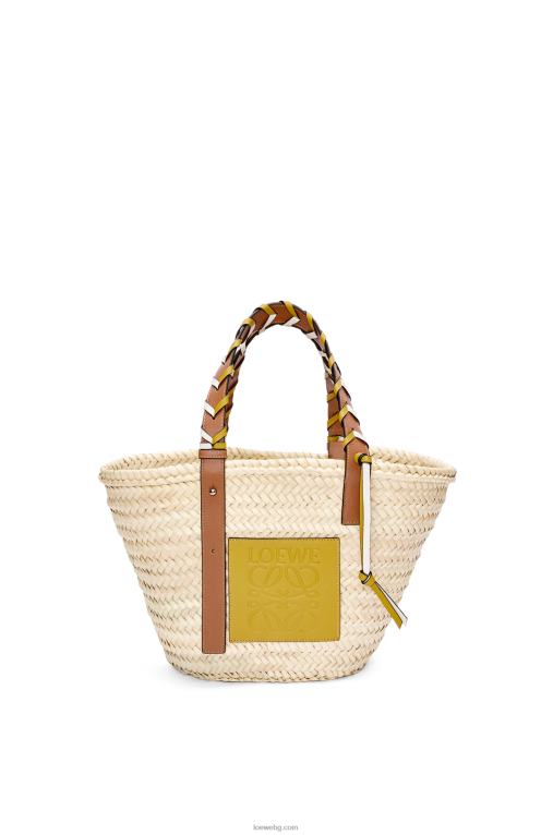 Loewe чанта кошница от палмови листа с плетена дръжка от телешка кожа F84B86 Жени охра/тен