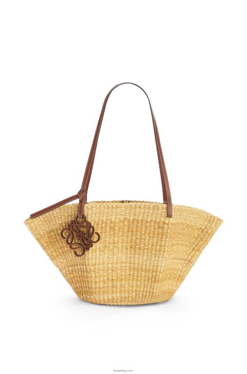 Loewe малка чанта тип кошница от слонска трева и телешка кожа F84B862 Жени натурален/пекан