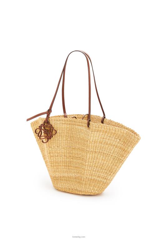 Loewe чанта тип кошница от слонска трева и телешка кожа F84B863 Жени натурален/пекан