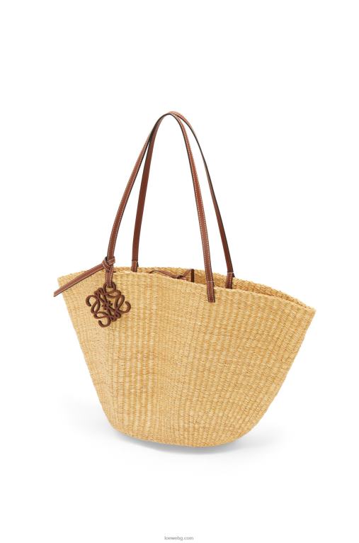 Loewe чанта тип кошница от слонска трева и телешка кожа F84B863 Жени натурален/пекан