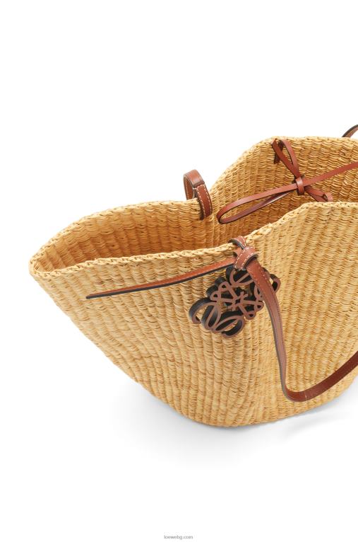 Loewe чанта тип кошница от слонска трева и телешка кожа F84B863 Жени натурален/пекан