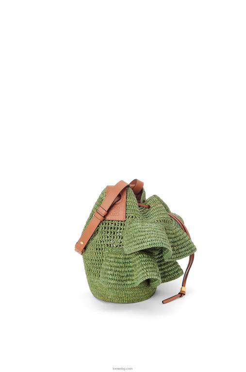 Loewe чанта с балонени волани от рафия и телешка кожа F84B866 Жени зелено/тен