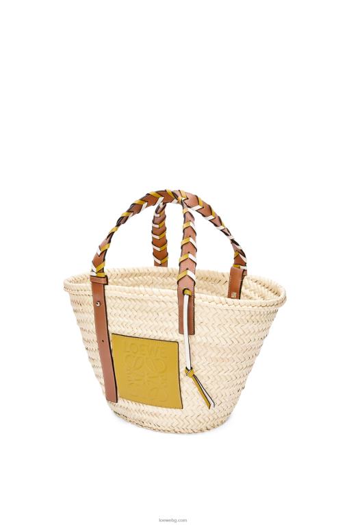 Loewe чанта кошница от палмови листа с плетена дръжка от телешка кожа F84B86 Жени охра/тен