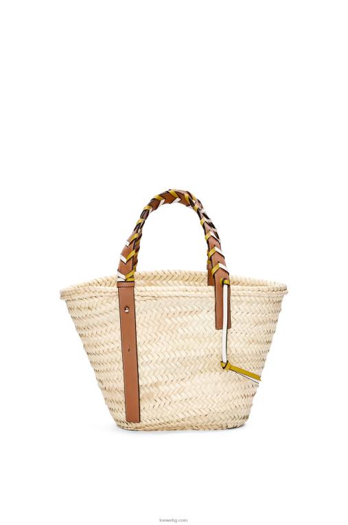 Loewe чанта кошница от палмови листа с плетена дръжка от телешка кожа F84B86 Жени охра/тен