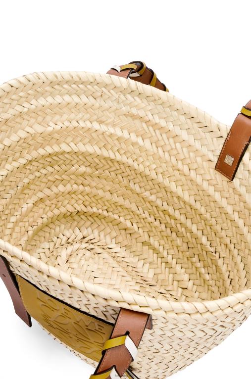 Loewe чанта кошница от палмови листа с плетена дръжка от телешка кожа F84B86 Жени охра/тен