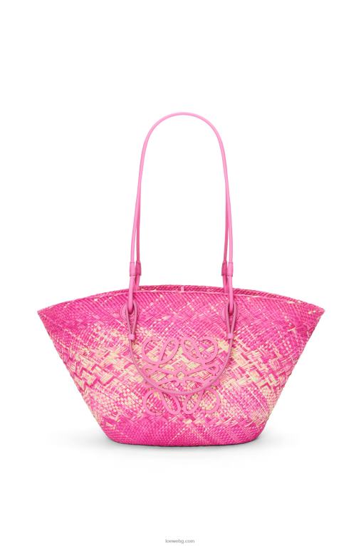 Loewe анаграмна чанта кошница от палма Ирака и телешка кожа F84B870 Жени фуксия