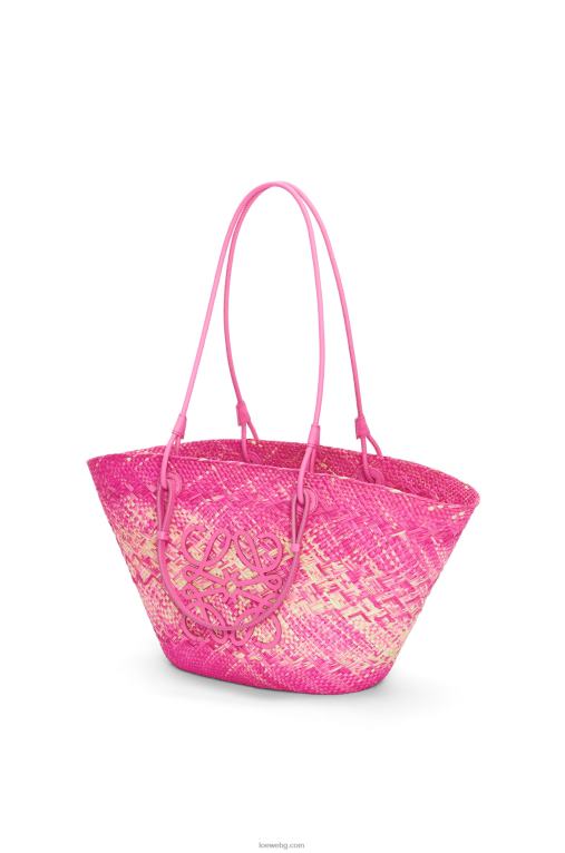 Loewe анаграмна чанта кошница от палма Ирака и телешка кожа F84B870 Жени фуксия