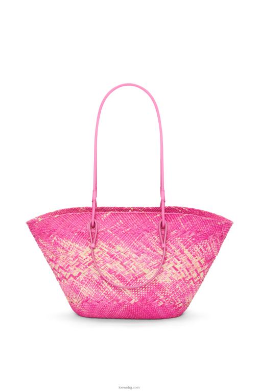 Loewe анаграмна чанта кошница от палма Ирака и телешка кожа F84B870 Жени фуксия
