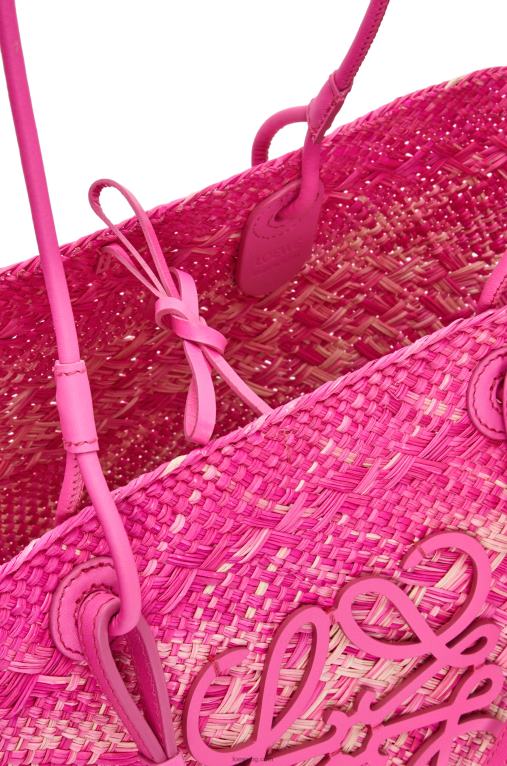 Loewe анаграмна чанта кошница от палма Ирака и телешка кожа F84B870 Жени фуксия