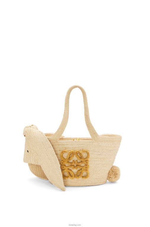 Loewe малка чанта за зайчета от рафия и телешка кожа F84B878 Жени естествено