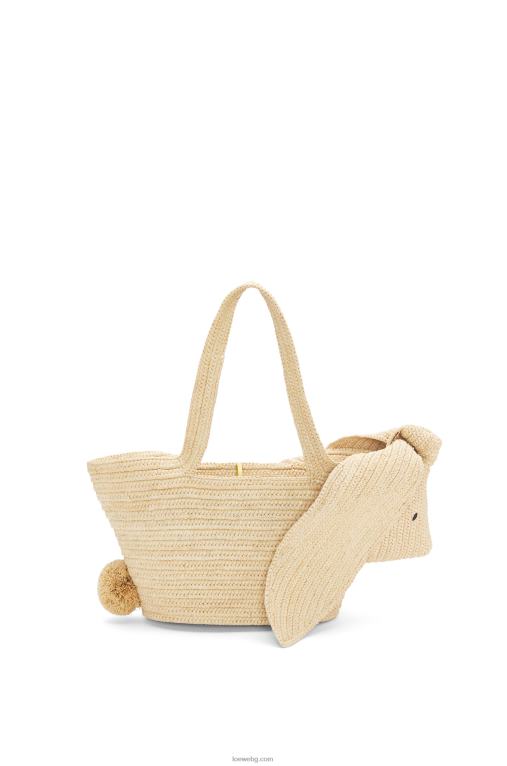 Loewe малка чанта за зайчета от рафия и телешка кожа F84B878 Жени естествено