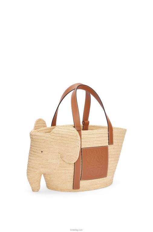 Loewe чанта тип кошница от рафия и телешка кожа F84B880 Жени естествен/тен