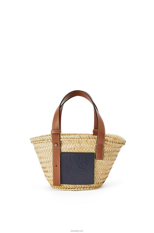 Loewe малка чанта кошница от палмови листа и телешка кожа F84B881 Жени естествен/океан