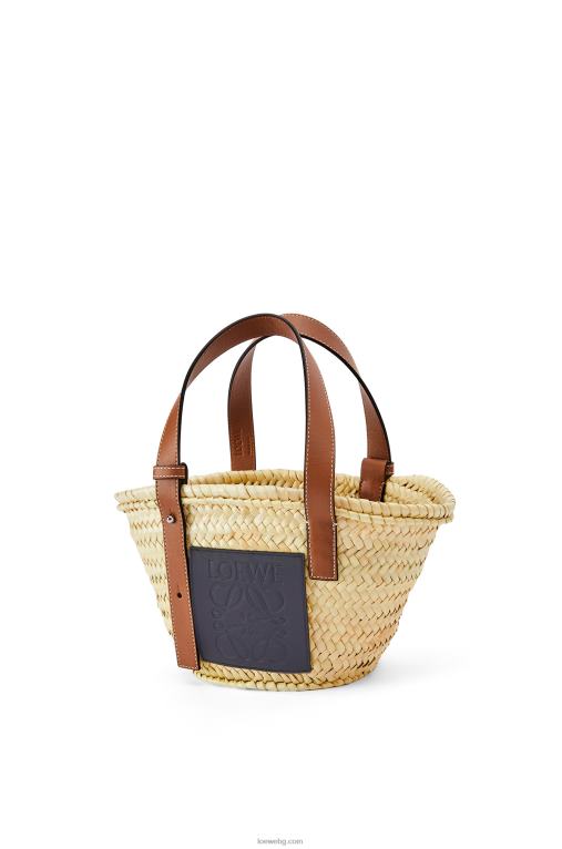 Loewe малка чанта кошница от палмови листа и телешка кожа F84B881 Жени естествен/океан
