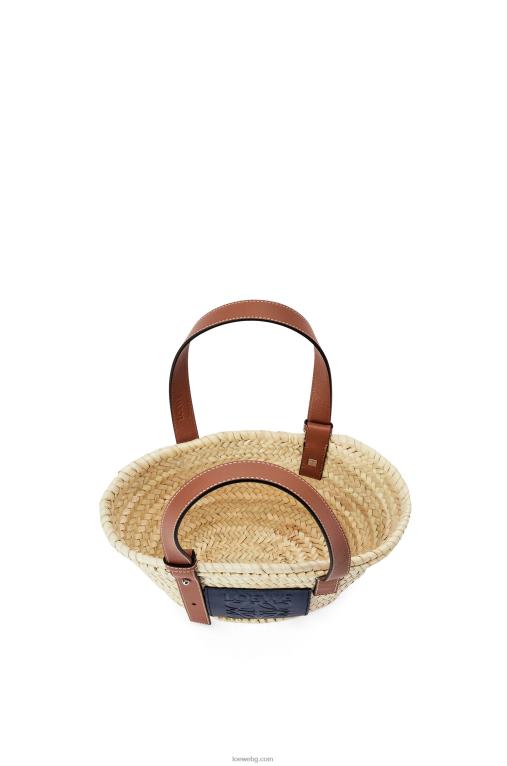 Loewe малка чанта кошница от палмови листа и телешка кожа F84B881 Жени естествен/океан