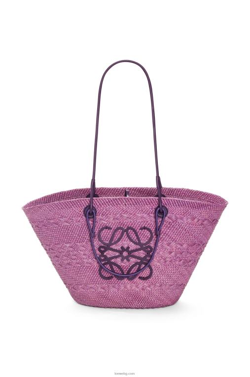 Loewe анаграмна чанта кошница от палма Ирака и телешка кожа F84B883 Жени лилаво