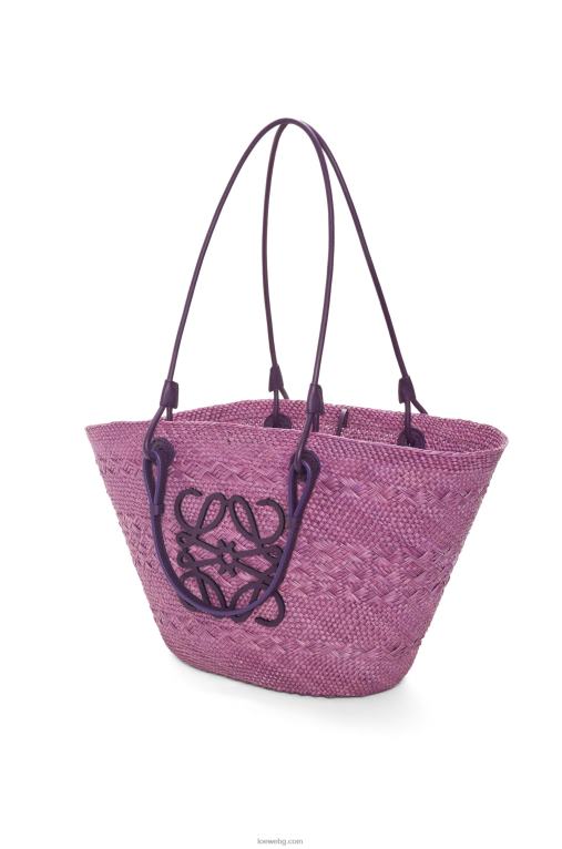 Loewe анаграмна чанта кошница от палма Ирака и телешка кожа F84B883 Жени лилаво