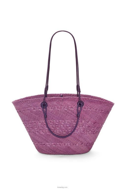 Loewe анаграмна чанта кошница от палма Ирака и телешка кожа F84B883 Жени лилаво