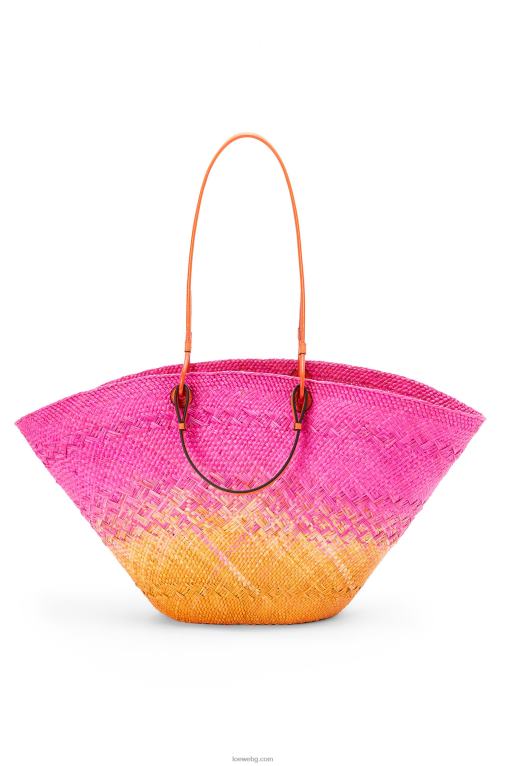 Loewe голяма анаграмна чанта кошница от палма ирак и телешка кожа F84B884 Жени фуксия/портокал