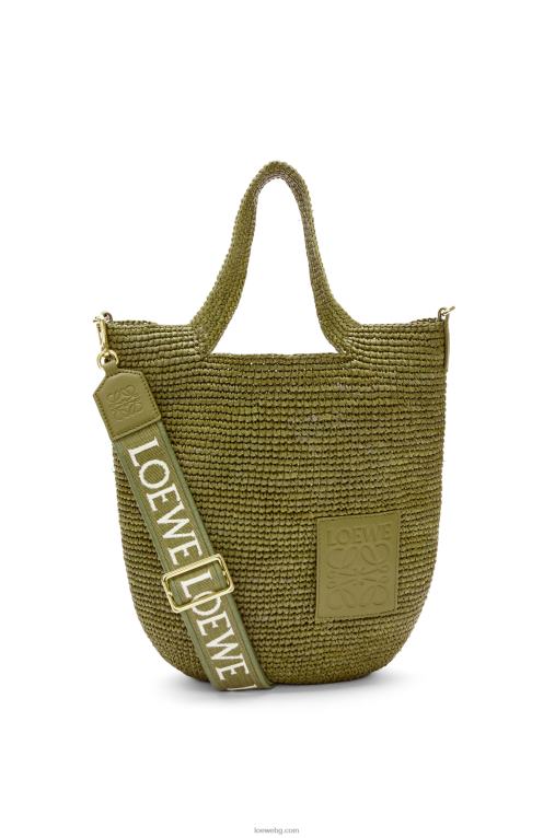 Loewe мини чанта от рафия и телешка кожа F84B89 Жени маслина