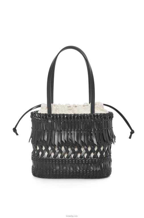 Loewe квадратна кошница с ресни от телешка кожа F84B891 Жени черен