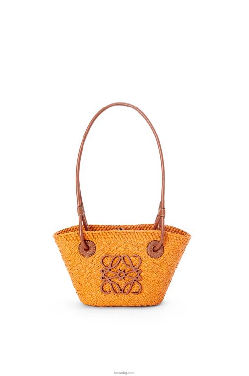 Loewe мини чанта кошница с анаграми от палма Ирака и телешка кожа F84B897 Жени оранжево/тен