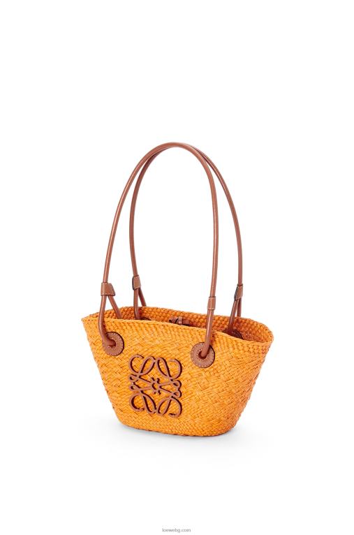 Loewe мини чанта кошница с анаграми от палма Ирака и телешка кожа F84B897 Жени оранжево/тен