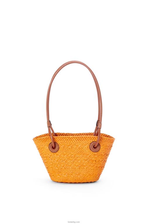 Loewe мини чанта кошница с анаграми от палма Ирака и телешка кожа F84B897 Жени оранжево/тен