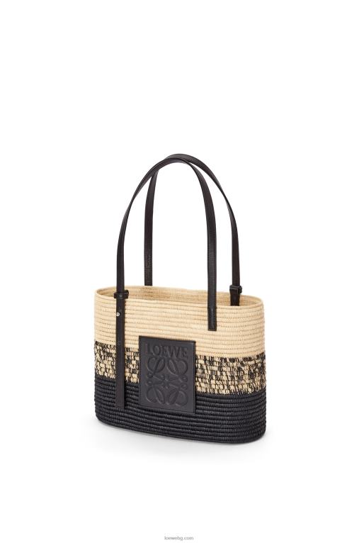 Loewe квадратна чанта с кошница от деграде рафия и телешка кожа F84B899 Жени естествен/черен