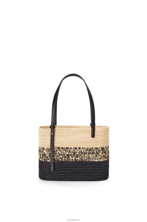 Loewe квадратна чанта с кошница от деграде рафия и телешка кожа F84B899 Жени естествен/черен