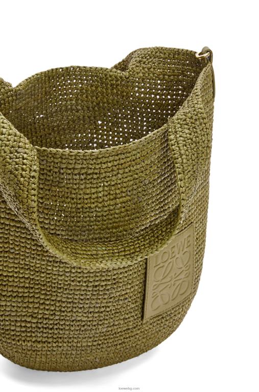 Loewe мини чанта от рафия и телешка кожа F84B89 Жени маслина