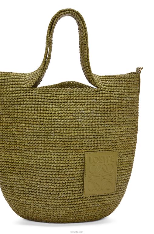 Loewe мини чанта от рафия и телешка кожа F84B89 Жени маслина