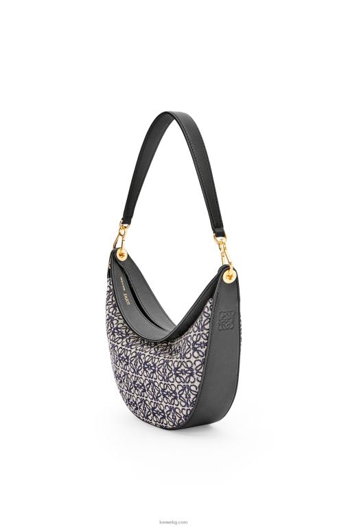 Loewe малка чанта луна от анаграм жакард и класическа телешка кожа F84B8450 Жени тъмносиньо/черно