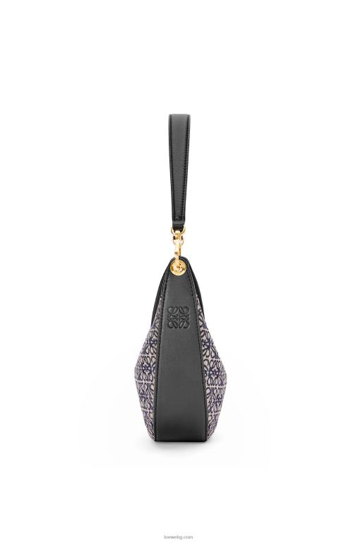 Loewe малка чанта луна от анаграм жакард и класическа телешка кожа F84B8450 Жени тъмносиньо/черно