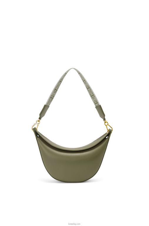 Loewe малка чанта луна от сатенирана телешка кожа и жакард F84B8474 Жени авокадо зелено