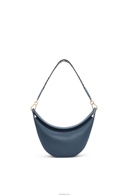 Loewe малка чанта луна от сатенирана телешка кожа и жакард F84B8482 Жени синьо оникс