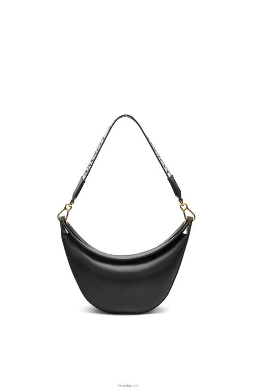 Loewe малка чанта луна от сатенирана телешка кожа и жакард F84B8484 Жени черен