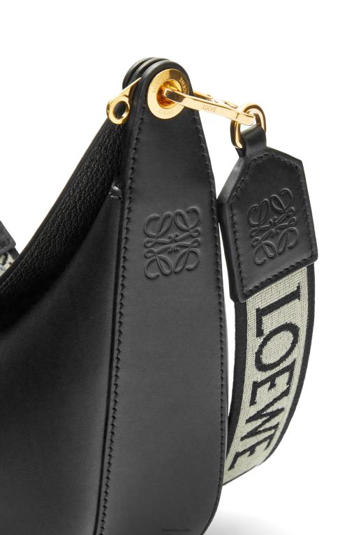 Loewe малка чанта луна от сатенирана телешка кожа и жакард F84B8484 Жени черен
