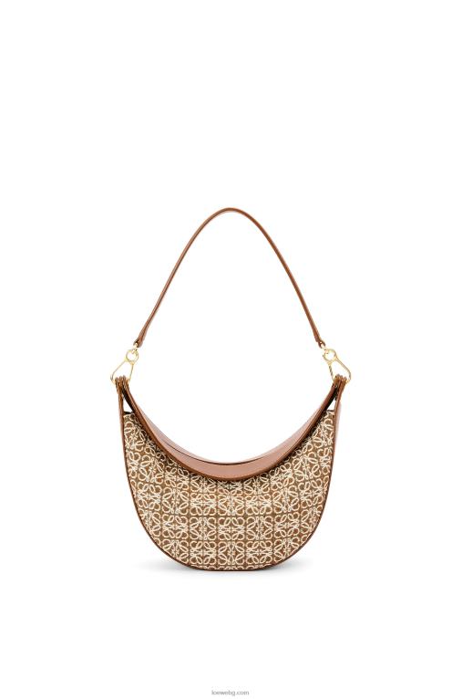 Loewe малка чанта луна от анаграм жакард и класическа телешка кожа F84B8492 Жени тен/пекан