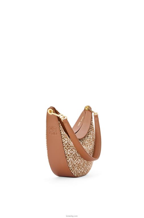 Loewe малка чанта луна от анаграм жакард и класическа телешка кожа F84B8492 Жени тен/пекан