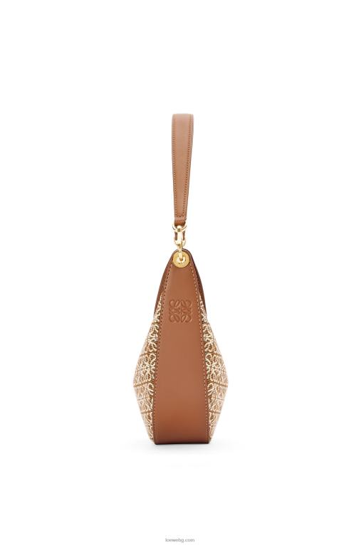 Loewe малка чанта луна от анаграм жакард и класическа телешка кожа F84B8492 Жени тен/пекан
