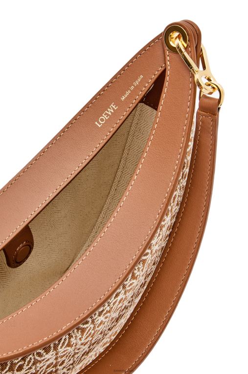 Loewe малка чанта луна от анаграм жакард и класическа телешка кожа F84B8492 Жени тен/пекан
