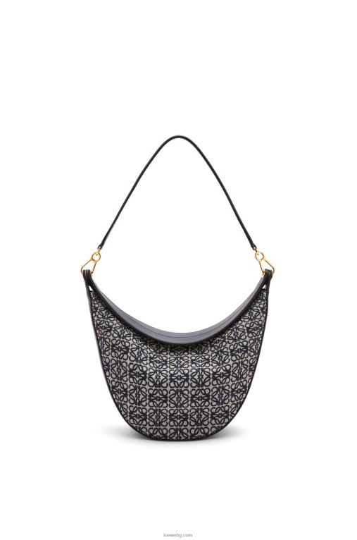 Loewe чанта luna от анаграм жакард и класическа телешка кожа F84B8451 Жени тъмносиньо/черно