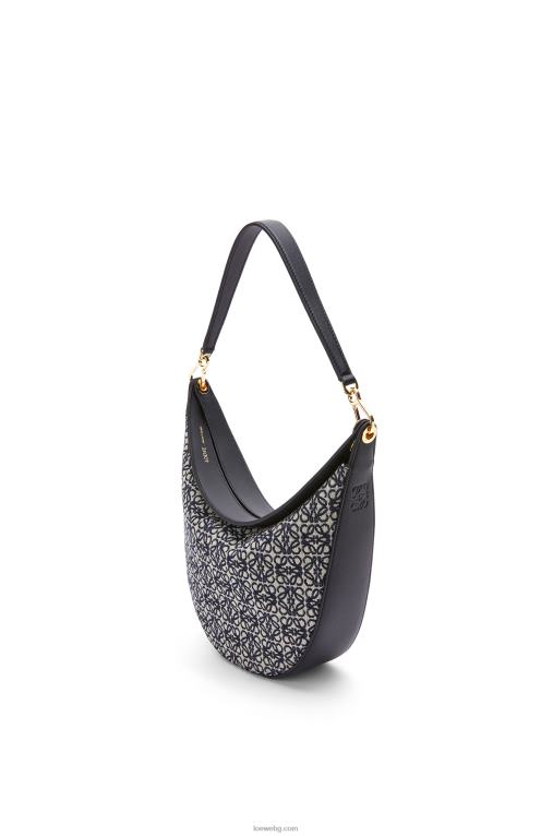 Loewe чанта luna от анаграм жакард и класическа телешка кожа F84B8451 Жени тъмносиньо/черно